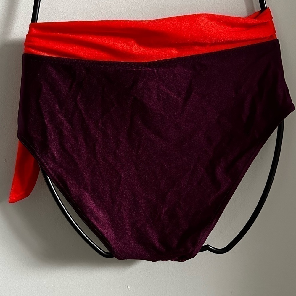 Zimmermann Purple Color blocked Bikini Bottom High Cut & High Waist Lycra 8-10 - Picture 6 of 7